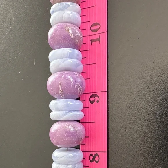 925 Silver 18" Phosphosiderite & Blue Lace Agate Beaded by Jay King - Picture 9 of 12